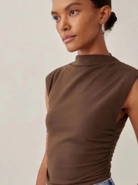 REFORMATION brown organic cotton knit two piece set, women’s size S - Picture 1 of 15